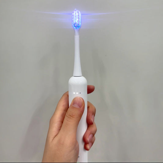 Avanceret Vibrosonic Tandbørste med tandblegende blåt lys – Effektiv tandpleje & tandblegning i Ét - Bedst i test